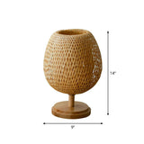 Bamboo Wineglass-Like Table Lamp Nordic Style 1 Bulb Nightstand Light in Wood for Bedroom