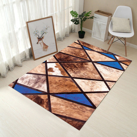 Multi Colored Creative Rug Polypropylene Floral Printed Area Carpet Non-Slip Washable Pet Friendly Rug for Decor - Tan - Clearhalo - 'Area Rug' - 'Rug' - 2253662