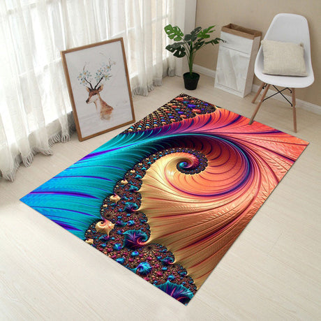 Multi Colored Creative Rug Polypropylene Floral Printed Area Carpet Non-Slip Washable Pet Friendly Rug for Decor - Yellow-Red - Clearhalo - 'Area Rug' - 'Rug' - 2253669