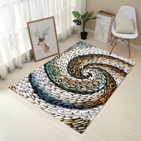 Multi Colored Creative Rug Polypropylene Floral Printed Area Carpet Non-Slip Washable Pet Friendly Rug for Decor - Grey - Clearhalo - 'Area Rug' - 'Rug' - 2253675