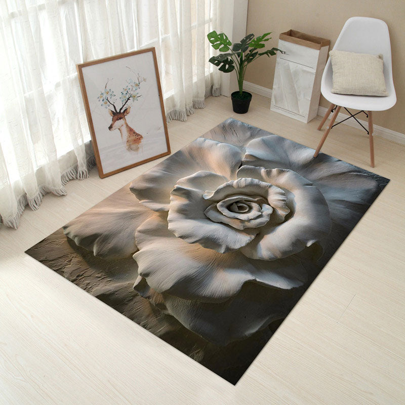 Multi Colored Creative Rug Polypropylene Floral Printed Area Carpet Non-Slip Washable Pet Friendly Rug for Decor - Smoke Gray - Clearhalo - 'Area Rug' - 'Rug' - 2253676