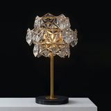 Clear Crystal Glass Snowflakes Nightstand Lamp Post-Modern 2 Bulbs Table Light in Gold