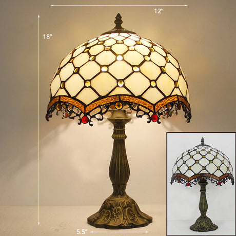 Tiffany Bowl Nightstand Lamp Single-Bulb Stained Glass Table Light Ideas for Restaurant