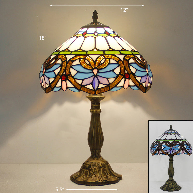 Tiffany Bowl Nightstand Lamp Single-Bulb Stained Glass Table Light Ideas for Restaurant