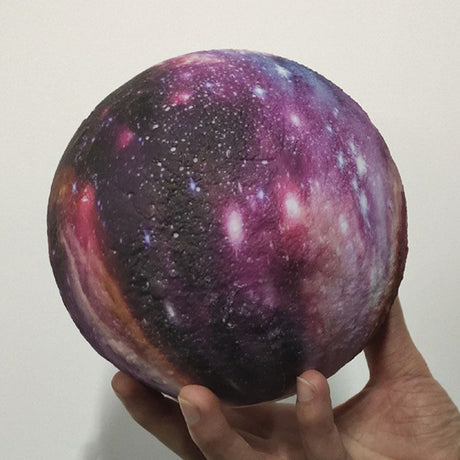 Purple Galaxy Spherical Night Lamp Kids Plastic LED Table Light with Wooden Base