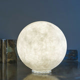Simplicity Moon Sphere Nightstand Lamp Plastic 1-Light Bedroom Table Light in White