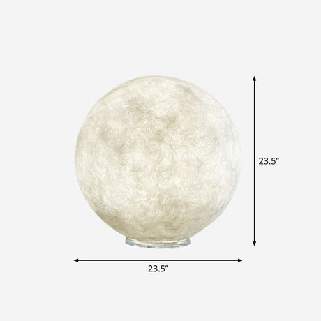 Simplicity Moon Sphere Nightstand Lamp Plastic 1-Light Bedroom Table Light in White