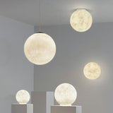Simplicity Moon Sphere Nightstand Lamp Plastic 1-Light Bedroom Table Light in White