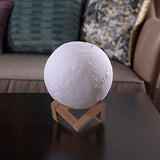 Nordic Creative Moon Humidifier Table Lamp Plastic 1-Head Bedroom Night Lighting in White with Wood Base