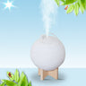 Nordic Creative Moon Humidifier Table Lamp Plastic 1-Head Bedroom Night Lighting in White with Wood Base