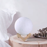 Nordic Creative Moon Humidifier Table Lamp Plastic 1-Head Bedroom Night Lighting in White with Wood Base