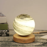 Glass Planet Mini Night Lighting Post-Modern 1 Bulb Table Light with Wooden Base