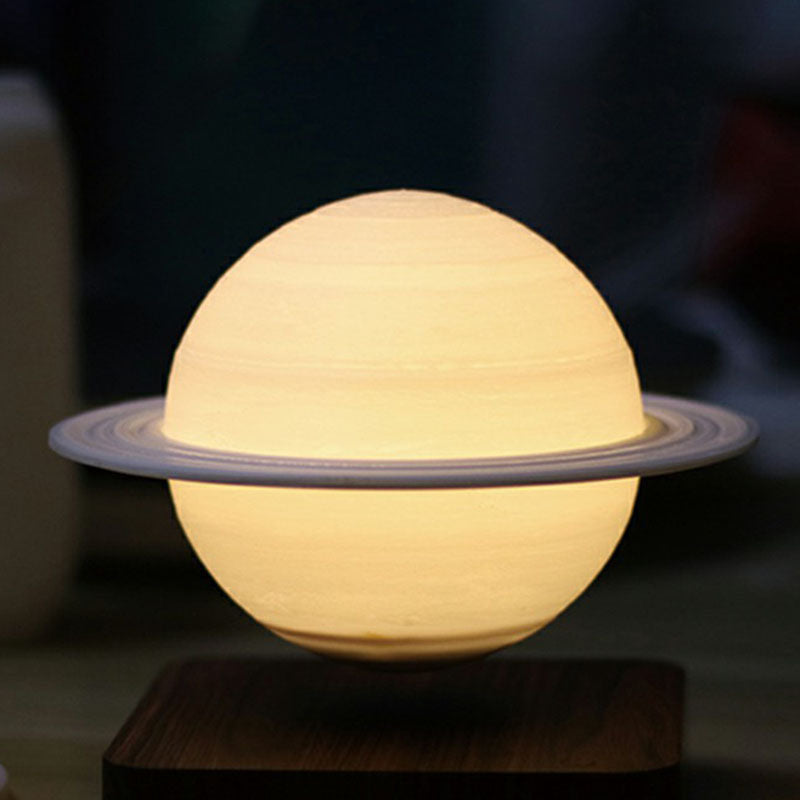 3D Digital Print Planet Night Lamp Creative Plastic 1-Light White Table Light for Kids Bedroom