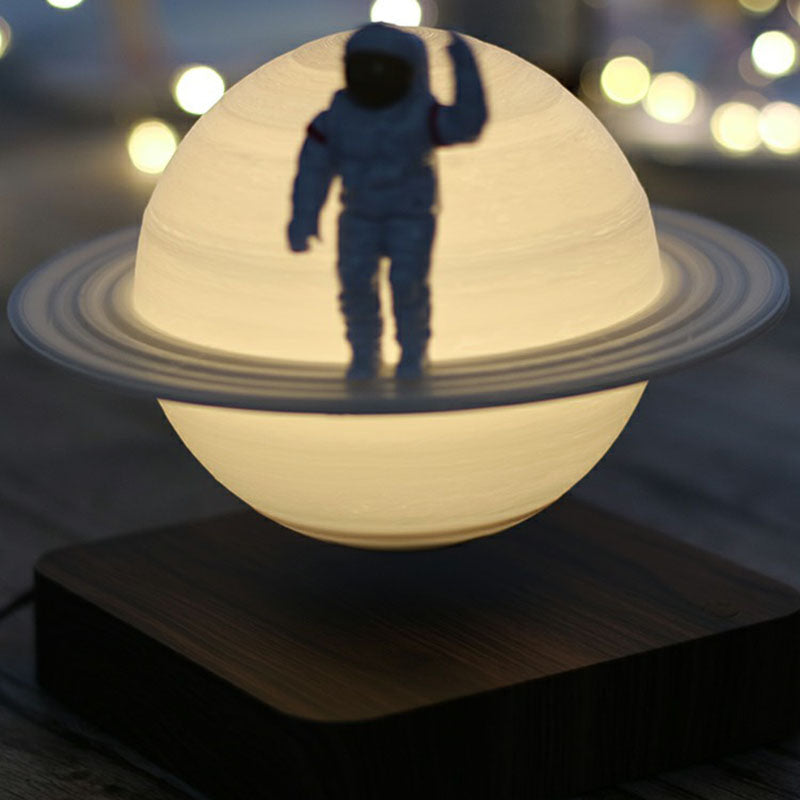 3D Digital Print Planet Night Lamp Creative Plastic 1-Light White Table Light for Kids Bedroom