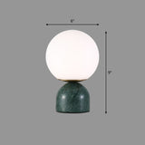 Globe White Glass Nightstand Light Nordic 1 Head Table Lamp with Dome Marble Base