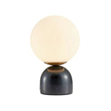 Globe White Glass Nightstand Light Nordic 1 Head Table Lamp with Dome Marble Base