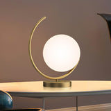 Gold C Nightstand Lamp Simplicity 1 Head Metal Table Light with Ball Opal Glass Shade