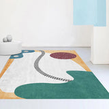 Nordic Interior Area Rug Multicolor Colorblock Abstract Print Rug Polyester Stain Resistant Anti-Slip Backing Machine Washable Rug