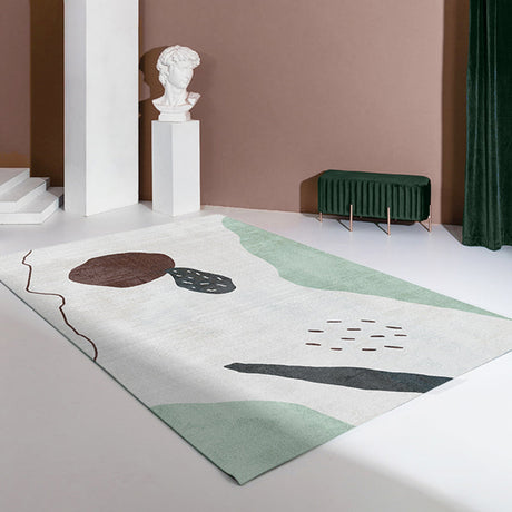 Nordic Interior Area Rug Multicolor Colorblock Abstract Print Rug Polyester Stain Resistant Anti-Slip Backing Machine Washable Rug