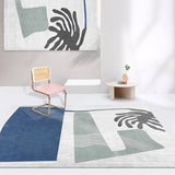 Nordic Interior Area Rug Multicolor Colorblock Abstract Print Rug Polyester Stain Resistant Anti-Slip Backing Machine Washable Rug