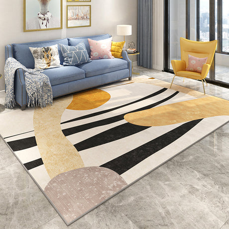 Fancy Color Block Indoor Rug Multi-Color Minimalist Rug Polyester Pet Friendly Anti-Slip Backing Washable Carpet for Room