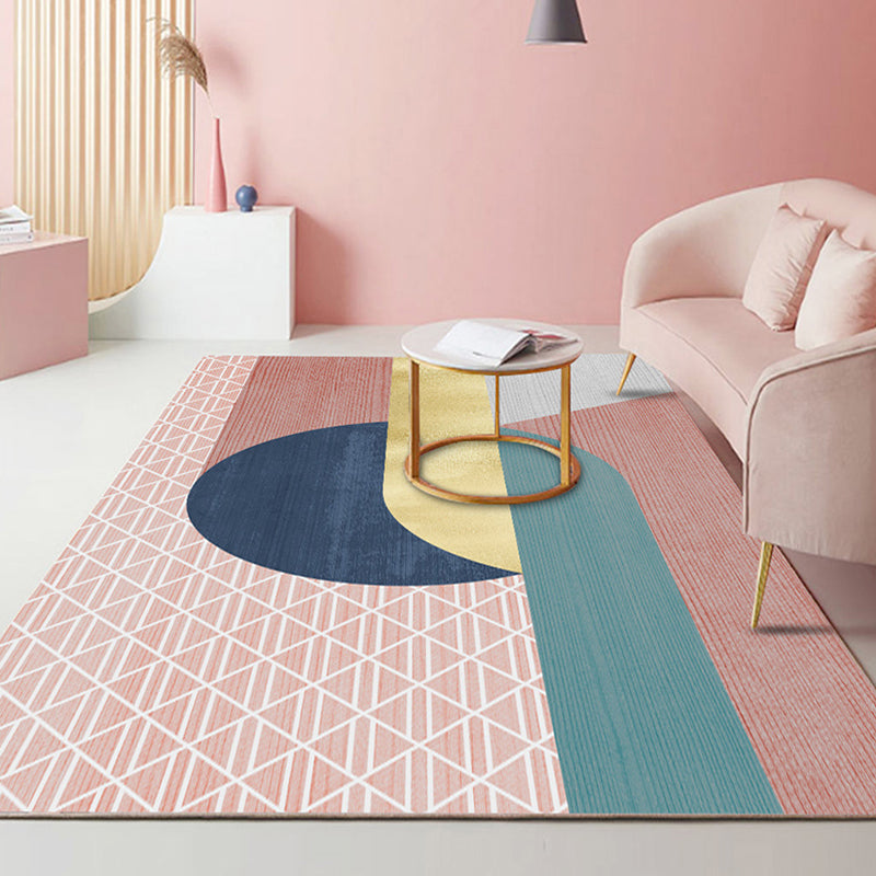 Multi Color Modernist Rug Synthetics Morandi Color Block Abstract Rug Washable Stain Resistant Anti-Slip Rug for Decoration - Nude Pink - Clearhalo - 'Area Rug' - 'Rug' - 2267064