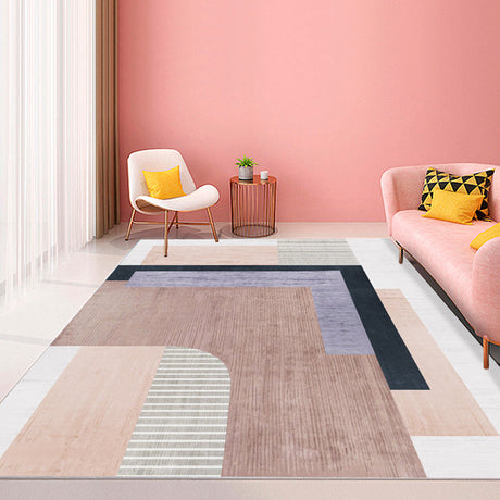 Multi Color Modernist Rug Synthetics Morandi Color Block Abstract Rug Washable Stain Resistant Anti-Slip Rug for Decoration - Light Brown - Clearhalo - 'Area Rug' - 'Rug' - 2267066