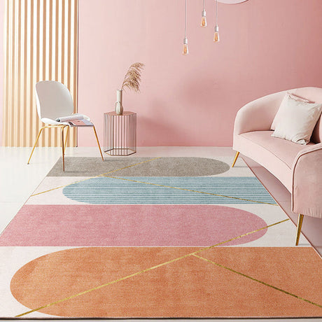 Multi Color Modernist Rug Synthetics Morandi Color Block Abstract Rug Washable Stain Resistant Anti-Slip Rug for Decoration - Pink - Clearhalo - 'Area Rug' - 'Rug' - 2267072