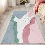 Multi Color Modernist Rug Synthetics Morandi Color Block Abstract Rug Washable Stain Resistant Anti-Slip Rug for Decoration - Pink-Blue - Clearhalo - 'Area Rug' - 'Rug' - 2267075