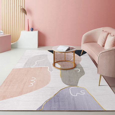 Multi Color Modernist Rug Synthetics Morandi Color Block Abstract Rug Washable Stain Resistant Anti-Slip Rug for Decoration - Purple - Clearhalo - 'Area Rug' - 'Rug' - 2267078