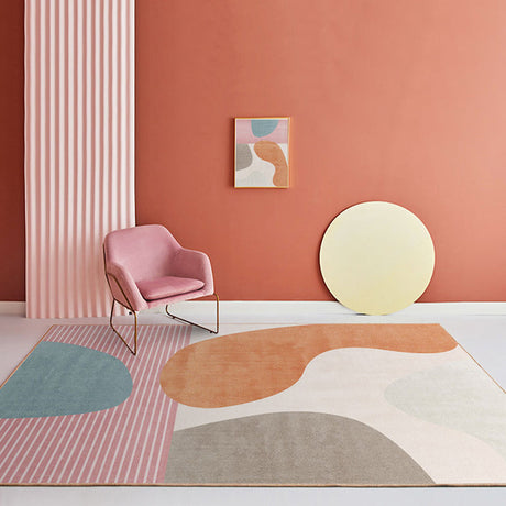 Multi Color Modernist Rug Synthetics Morandi Color Block Abstract Rug Washable Stain Resistant Anti-Slip Rug for Decoration - Beige - Clearhalo - 'Area Rug' - 'Rug' - 2267081