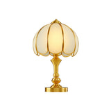 Brass Scalloped Nightstand Lamp Simplicity Beveled Glass 1-Light Bedroom Table Lighting