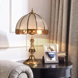 Dome Living Room Table Light Traditional Ripple Glass 2 Bulbs Brass Nightstand Lighting