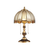 Dome Living Room Table Light Traditional Ripple Glass 2 Bulbs Brass Nightstand Lighting