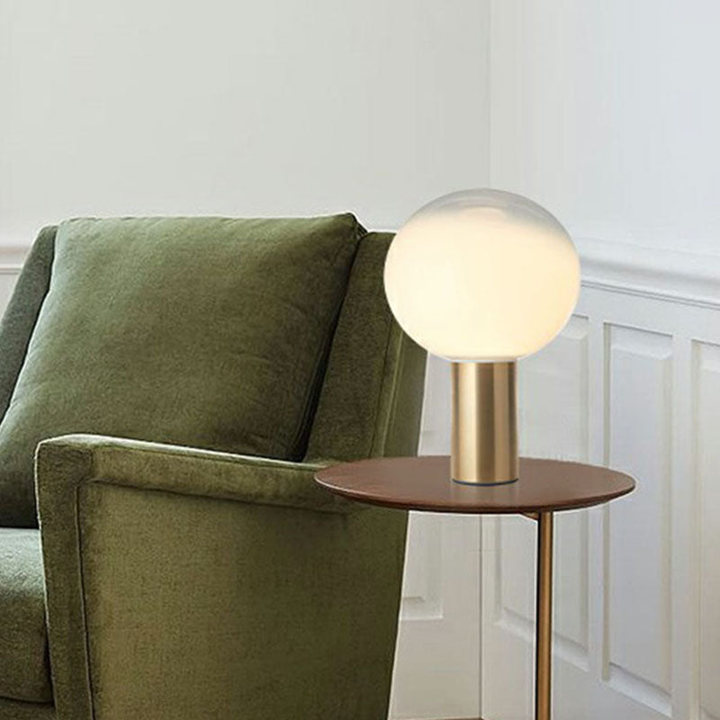 Fading White Glass Ball Table Lamp Simple Creative 1-Light Gold Finish Nightstand Light