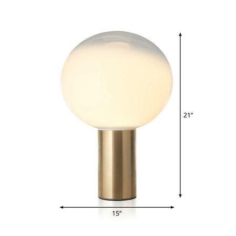 Fading White Glass Ball Table Lamp Simple Creative 1-Light Gold Finish Nightstand Light