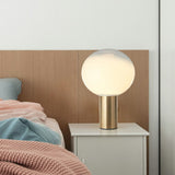 Fading White Glass Ball Table Lamp Simple Creative 1-Light Gold Finish Nightstand Light