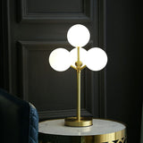 Gold Ball Tree Shaped Table Light Post-Modern 4 Lights Cream Glass Night Stand Lamp