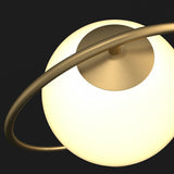 Ball Cream Glass Table Lighting Postmodern Single-Bulb Night Lamp with Curved Arm in Gold