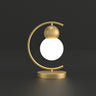 Gourd Shaped Night Table Light Postmodern Milk Glass 1-Light Gold Nightstand Lamp with C Arm