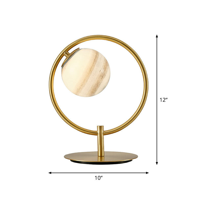 Opaline Glass Ball Night Stand Light Simplicity Gold Plated Table Lamp for Bedroom