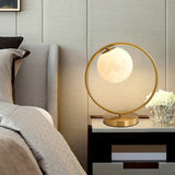 Opaline Glass Ball Night Stand Light Simplicity Gold Plated Table Lamp for Bedroom