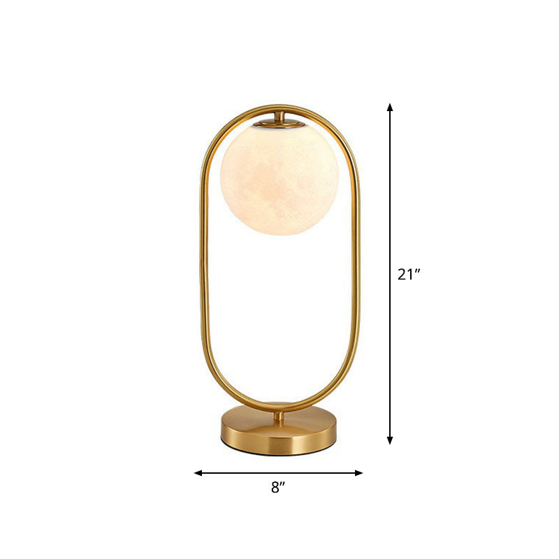 Opaline Glass Ball Night Stand Light Simplicity Gold Plated Table Lamp for Bedroom