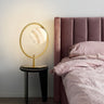 Gold Finish Planet Table Lamp Nordic 1 Bulb Stained Glass Night Light with Metal Ring