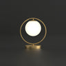 Ball Shaped Bedside Night Lamp White Glass Single Minimalistic Table Light with Ring Decor in Gold