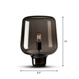 Modern 1-Light Night Lamp Black Inverted Bottle Table Light with Smoke Grey Glass Shade