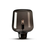 Modern 1-Light Night Lamp Black Inverted Bottle Table Light with Smoke Grey Glass Shade