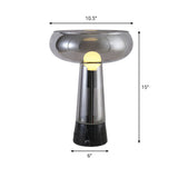 Torch Shaped Bedside Table Light Glass 1-Light Art Deco Night Stand Lamp with Open Top