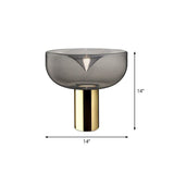 Bowl Glass Nightstand Light Post-Modern 1 Head Gold Plated Table Lamp for Bedroom