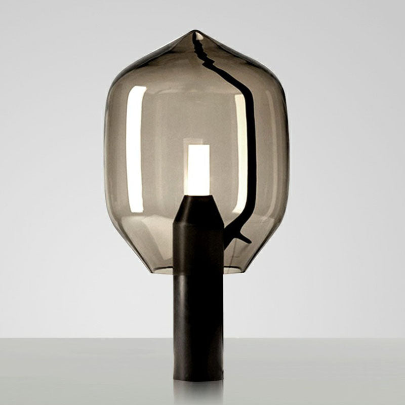 Glass Flower Bud Table Lamp Designer 1-Light Black Night Lighting for Living Room